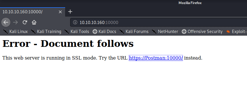 Postman Webmin