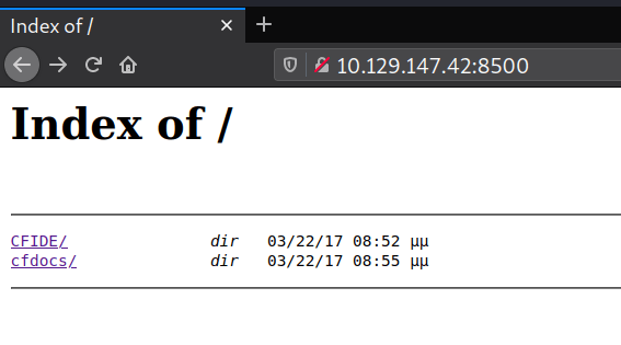 Arctic Writeup: Port 8500 browser view